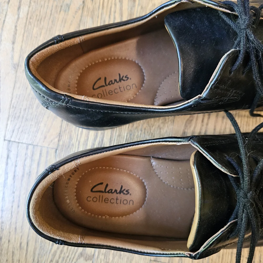 Clarks Black Lace-up Oxfords Men's Size 10.5W
